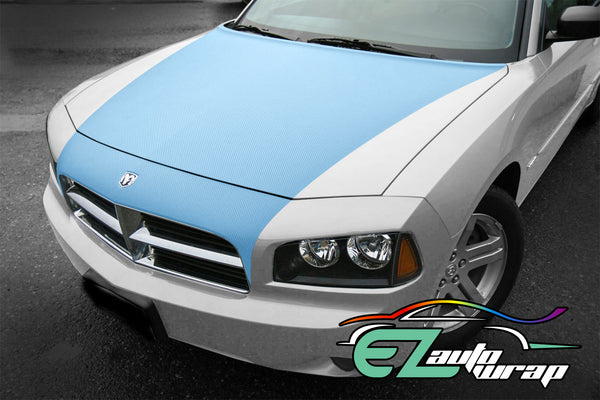 3D Carbon Fiber Textured Light Blue Matte Vinyl Wrap