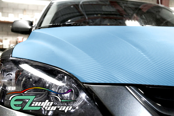 3D Carbon Fiber Textured Light Blue Matte Vinyl Wrap