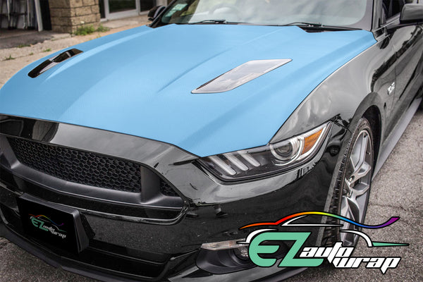 3D Carbon Fiber Textured Light Blue Matte Vinyl Wrap