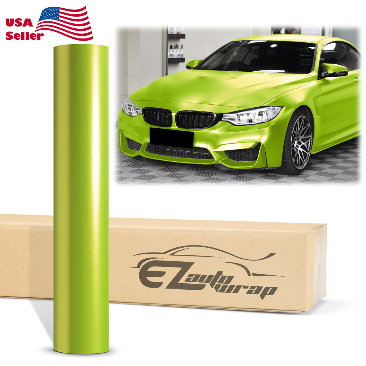Matte Metallic Satin Pearl Lime Green Vinyl Wrap EzAuto Wrap
