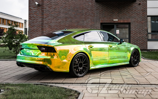 Neo Holographic Yellow Green Vinyl Wrap