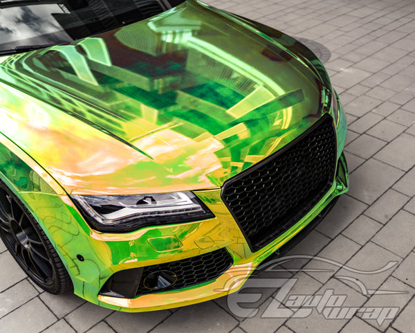Neo Holographic Yellow Green Vinyl Wrap
