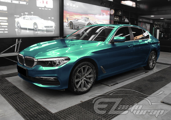 Super Gloss Metallic Peacock Green Vinyl Wrap