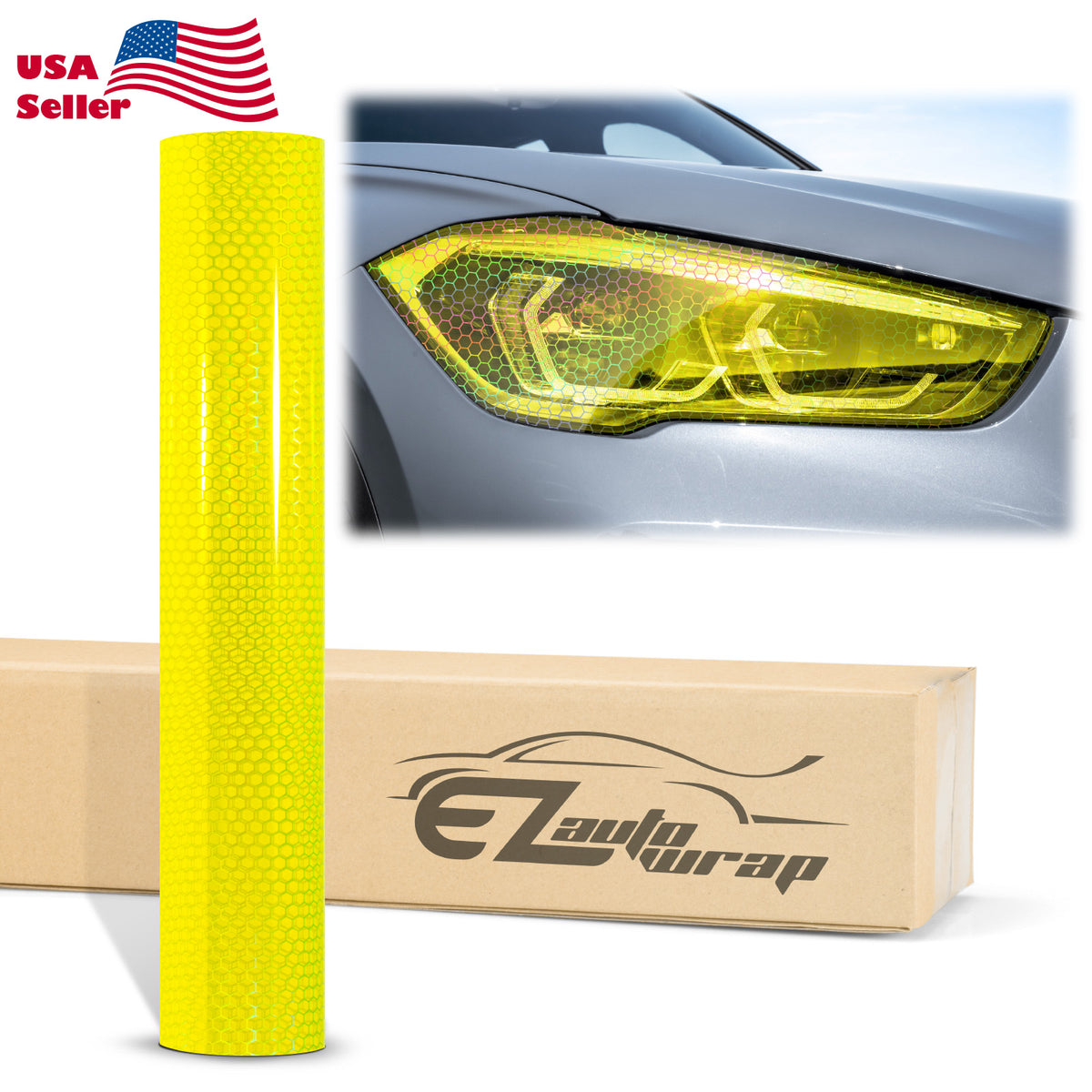 Tint Hex Holographic Neon Yellow Taillight Headlight Tint Film