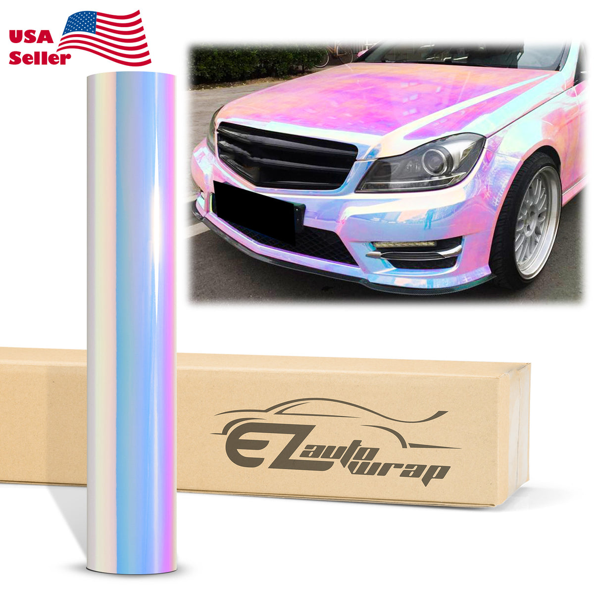 Neo Holographic White Chrome Rainbow Vinyl Wrap – EzAuto Wrap