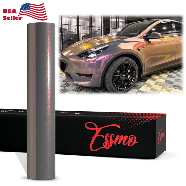 PET Galaxy Dust Gloss Phantom Gray Red Color Shift Vinyl Wrap