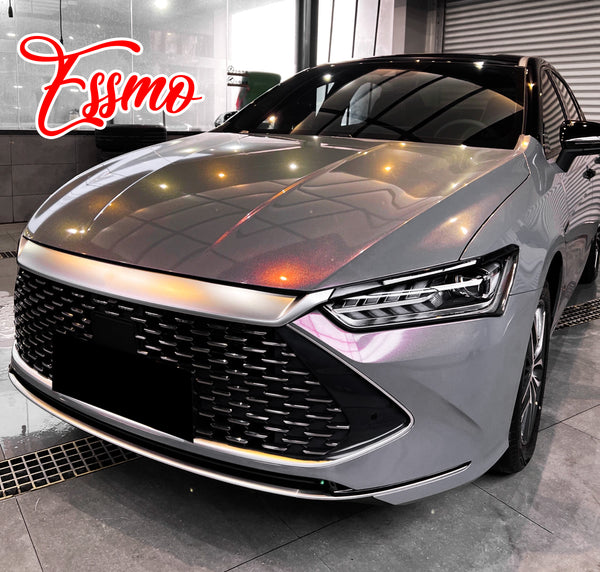 PET Galaxy Dust Gloss Phantom Gray Red Color Shift Vinyl Wrap