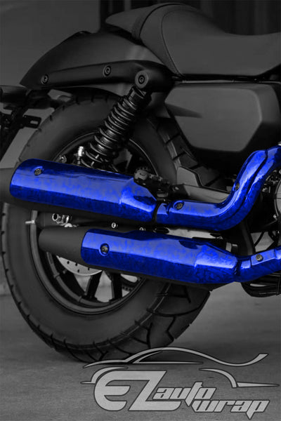 24K Chopped Forged Carbon Fiber Gloss Blue Vinyl Wrap