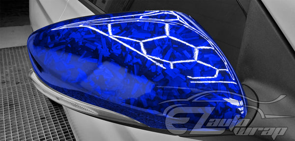 24K Chopped Forged Carbon Fiber Gloss Blue Vinyl Wrap