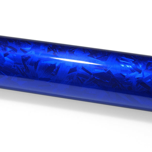 24K Chopped Forged Carbon Fiber Gloss Blue Vinyl Wrap