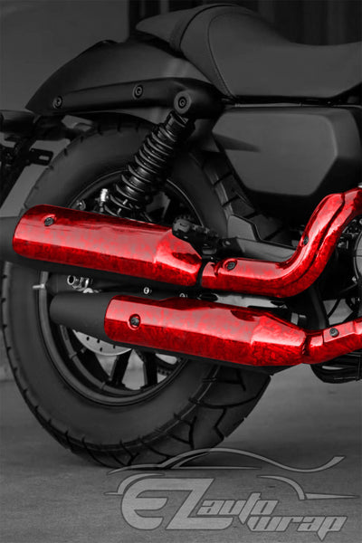 24K Chopped Forged Carbon Fiber Gloss Red Vinyl Wrap