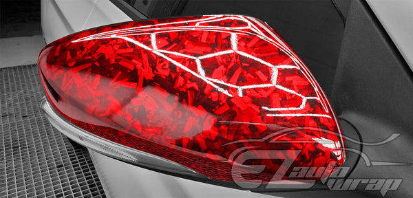24K Chopped Forged Carbon Fiber Gloss Red Vinyl Wrap