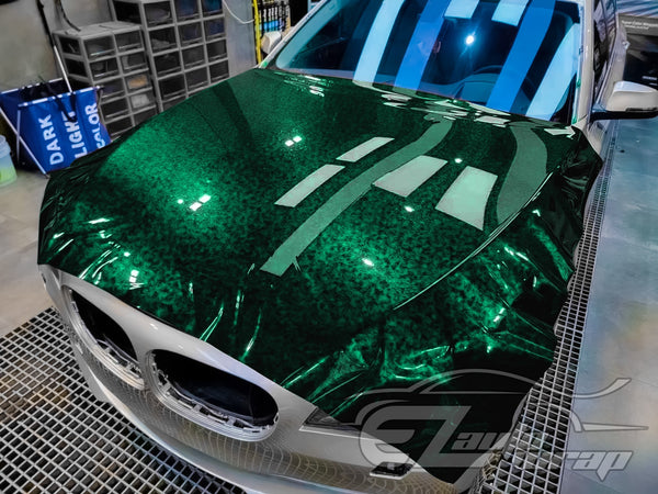 24K Chopped Forged Carbon Fiber Gloss Midnight Green Vinyl Wrap