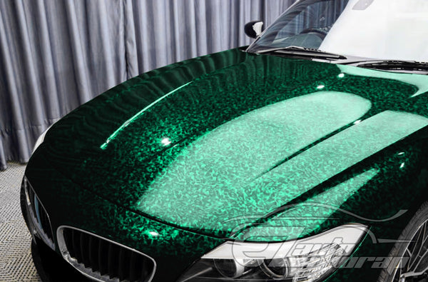24K Chopped Forged Carbon Fiber Gloss Midnight Green Vinyl Wrap