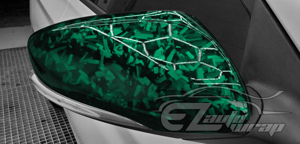 24K Chopped Forged Carbon Fiber Gloss Midnight Green Vinyl Wrap