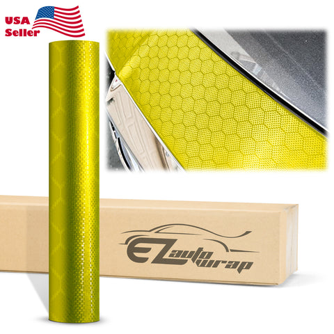 Honeycomb Carbon Fiber Satin Lime Green Hex Vinyl Wrap