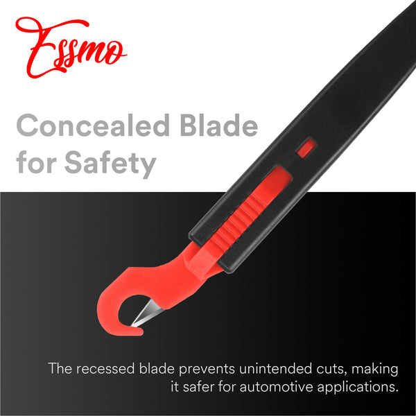 ESSMO Cutter Concealed Safety Hidden Blade Utility Knife for Cardboard, Film, Straps & Tape