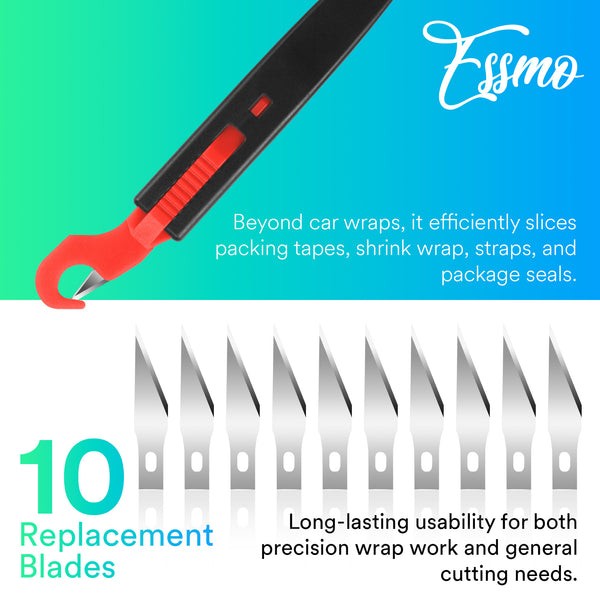 ESSMO Cutter Concealed Safety Hidden Blade Utility Knife for Cardboard, Film, Straps & Tape