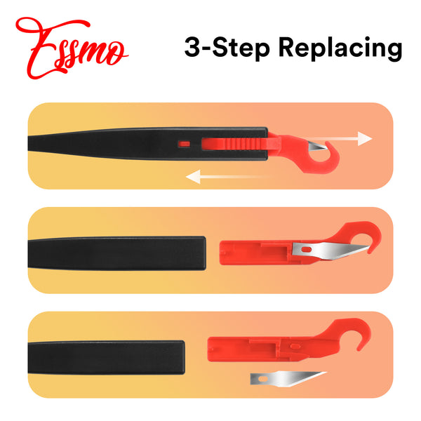 ESSMO Cutter Concealed Safety Hidden Blade Utility Knife for Cardboard, Film, Straps & Tape