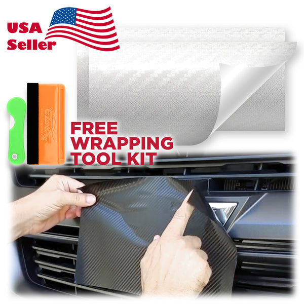 2pcs 5"x10" 3D Matte Carbon Fiber Textured Chevy Emblem Bowtie Overlay Sticker Decal Vinyl Wrap