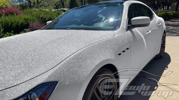 Ultra Diamond Glitter Matte Flat Silver Vinyl Wrap
