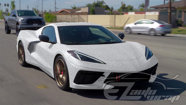 Ultra Diamond Glitter Matte Flat Silver Vinyl Wrap