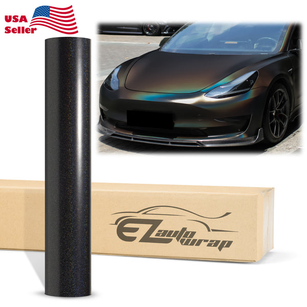 Laser Flip Satin Black Metallic Psychedelic Holographic Vinyl Wrap