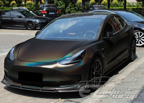 Laser Flip Satin Black Metallic Psychedelic Holographic Vinyl Wrap