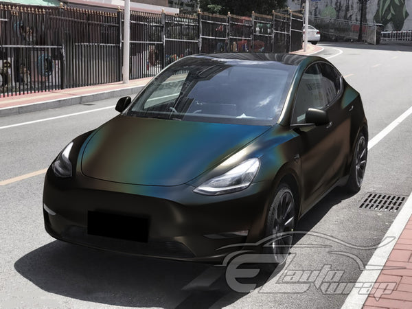 Laser Flip Satin Black Metallic Psychedelic Holographic Vinyl Wrap