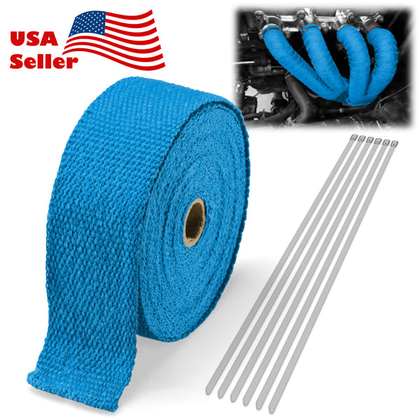Exhaust Pipe Insulation Thermal Wrap 2 Inches x 50 Feet (Beige / Black / Blue / Gold / Green / Orange / Purple / Red / Silver / Titanium / White / Yellow)