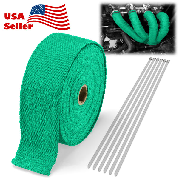Exhaust Pipe Insulation Thermal Wrap 2 Inches x 50 Feet (Beige / Black / Blue / Gold / Green / Orange / Purple / Red / Silver / Titanium / White / Yellow)