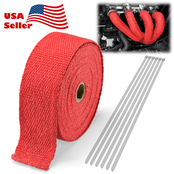 Exhaust Pipe Insulation Thermal Wrap 2 Inches x 50 Feet (Beige / Black / Blue / Gold / Green / Orange / Purple / Red / Silver / Titanium / White / Yellow)