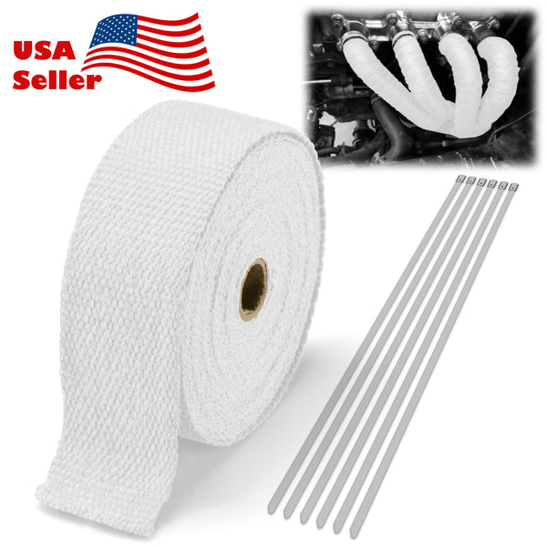 Exhaust Pipe Insulation Thermal Wrap 2 Inches x 50 Feet (Beige / Black / Blue / Gold / Green / Orange / Purple / Red / Silver / Titanium / White / Yellow)