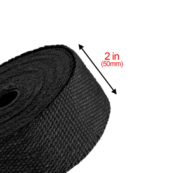Exhaust Pipe Insulation Thermal Wrap 2 Inches x 50 Feet (Beige / Black / Blue / Gold / Green / Orange / Purple / Red / Silver / Titanium / White / Yellow)