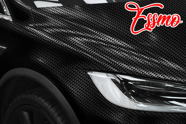 PET Squadron Carbon Fiber Satin Black Vinyl Wrap