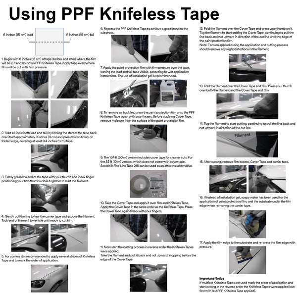 Knifeless Tape for Paint Protection Film – Precision Cutting Vinyl Wrap & PPF Application Tool – Easy & Safe Edging Tape