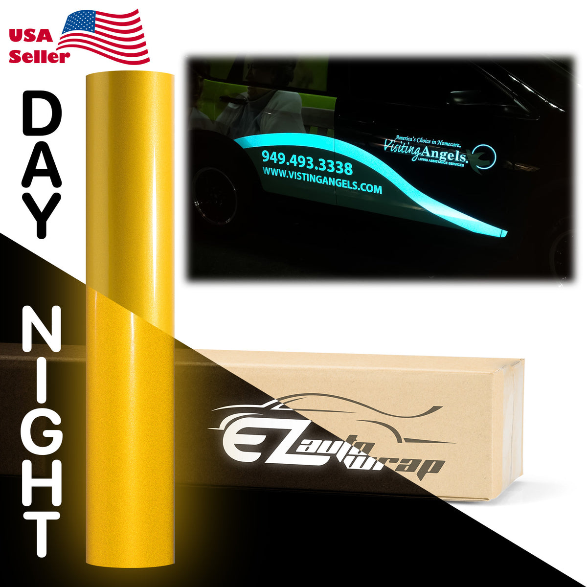 Reflective Yellow Vinyl Wrap EzAuto Wrap