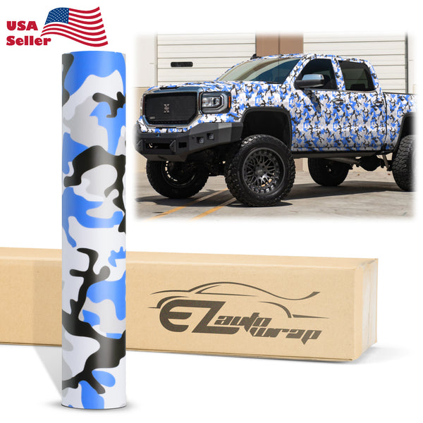 Camouflage Blue Black White Gray Vinyl Wrap