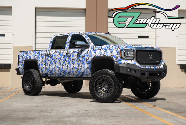 Camouflage Blue Black White Gray Vinyl Wrap