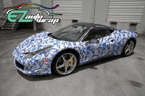 Camouflage Blue Black White Gray Vinyl Wrap