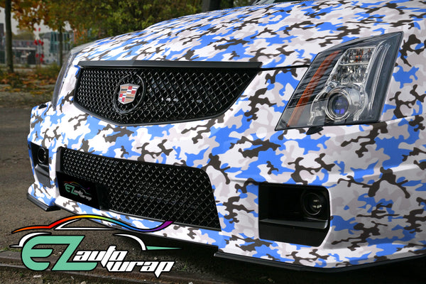 Camouflage Blue Black White Gray Vinyl Wrap