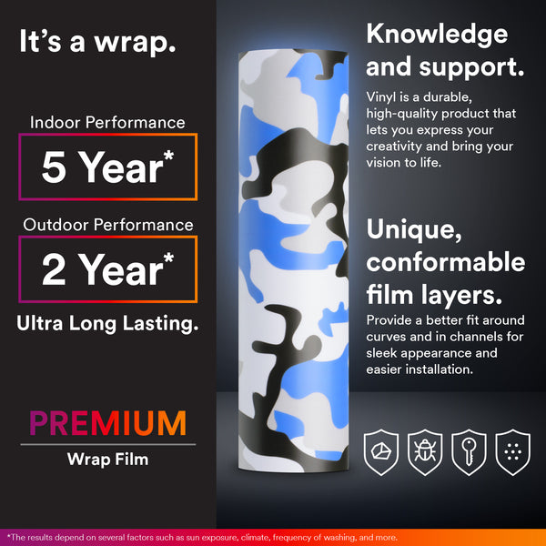 Camouflage Blue Black White Gray Vinyl Wrap