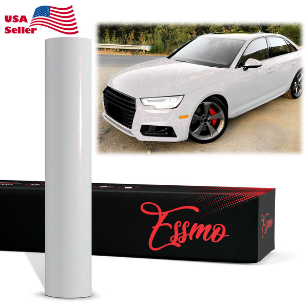PET Marble Pearl Gloss White Red Vinyl Wrap