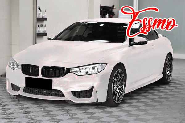 PET Marble Pearl Matte White Red Vinyl Wrap