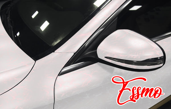 PET Marble Pearl Matte White Red Vinyl Wrap