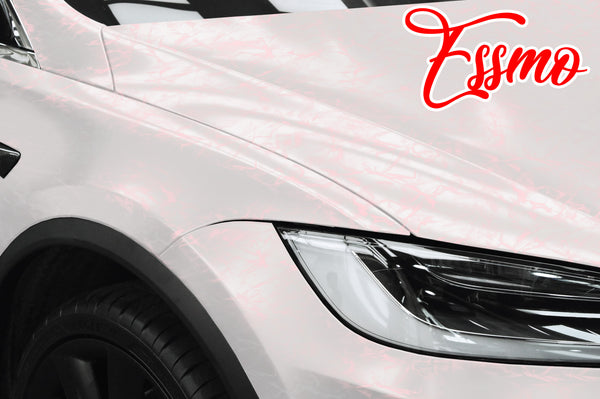 PET Marble Pearl Matte White Red Vinyl Wrap
