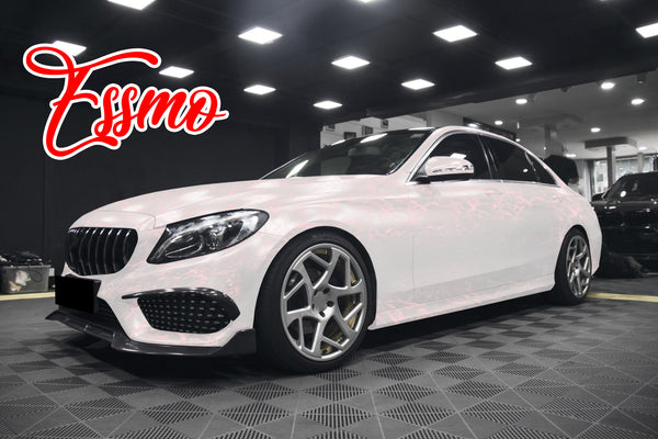 PET Marble Pearl Matte White Red Vinyl Wrap