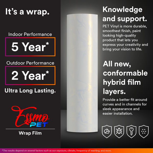 PET Marble Pearl Matte White Red Vinyl Wrap