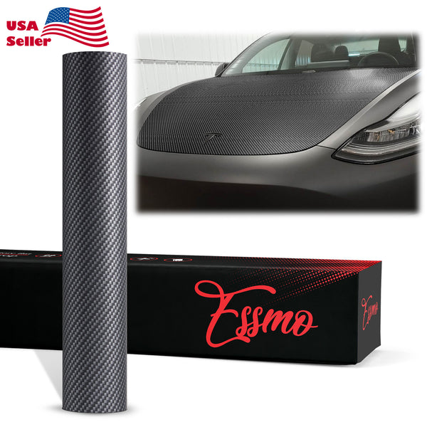 PET 3K Ceramic Carbon Fiber Matte Black Silver Vinyl Wrap