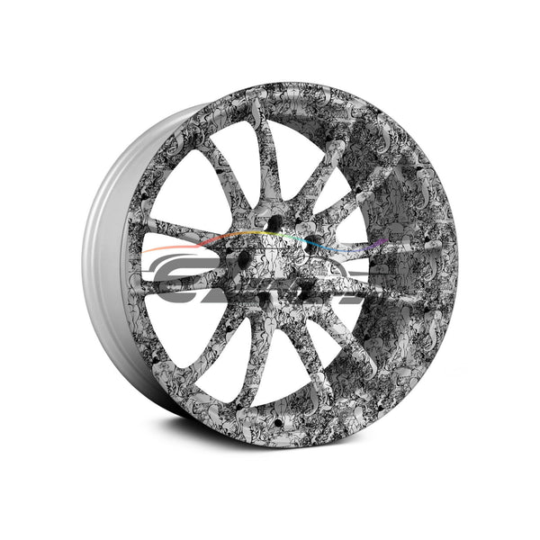 19"x38" Hydrographic Film Black/White Graffiti #11